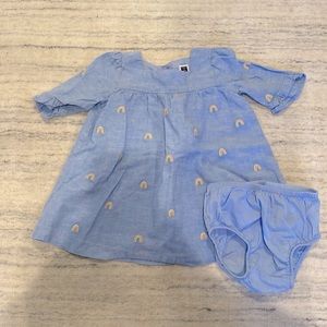 Janie and Jack Rainbow Chambray Easter Dress Size 6-12 months